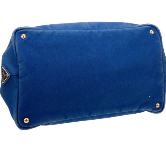 PRADA Canapa Large Blue Canvas Tote Bag - Picture 4 of 5